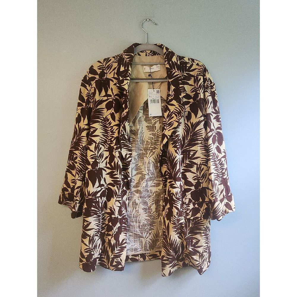 Mango Women's Brown Tropical Print Blaze UK Size‎ XS US XXS fits like 8